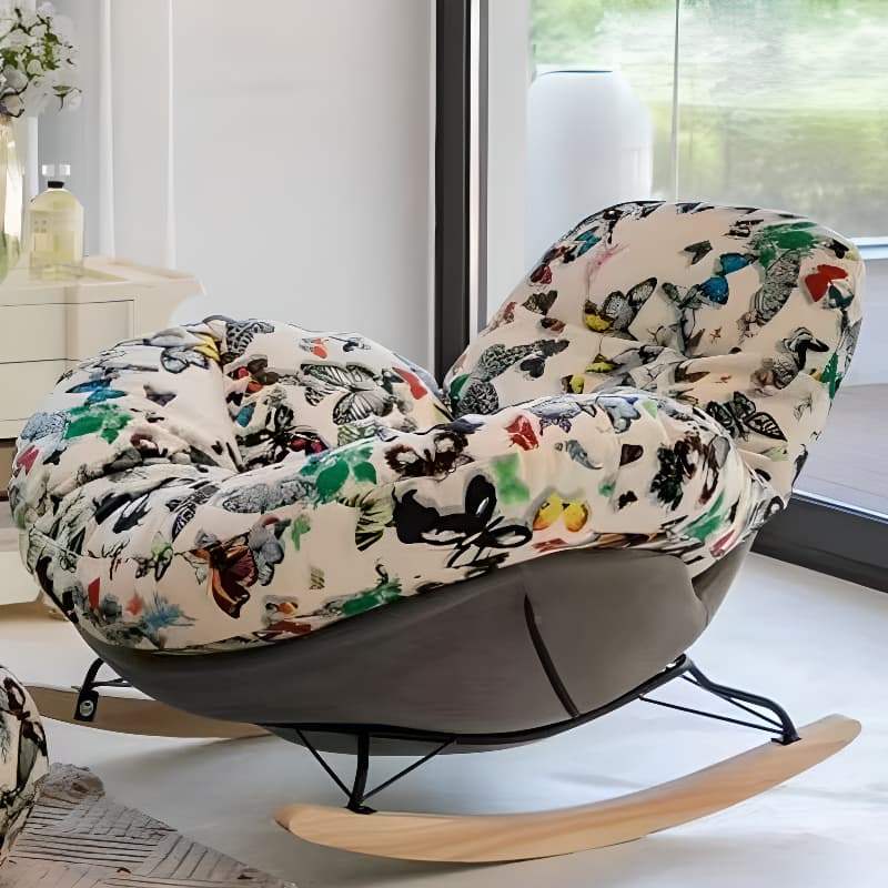 Modern Scratch-tolerant Upholstered Rocking Chair with Padded Comfort thumbnail 7