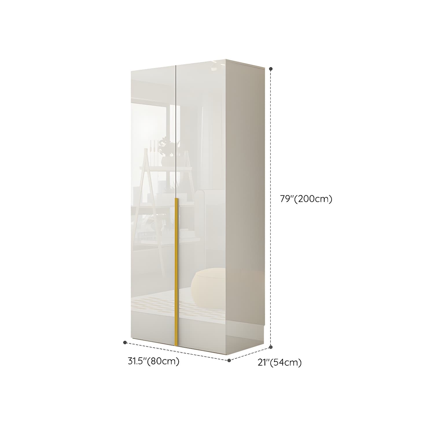 White Modern Style Wardrobe Cabinet Engineered Wood with Garment Rod thumbnail 12