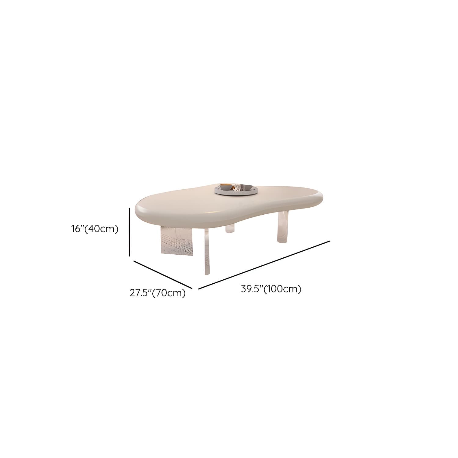 Nordic Irregular Coffee Table in White of 15.7" H with Acrylic Legs thumbnail 25