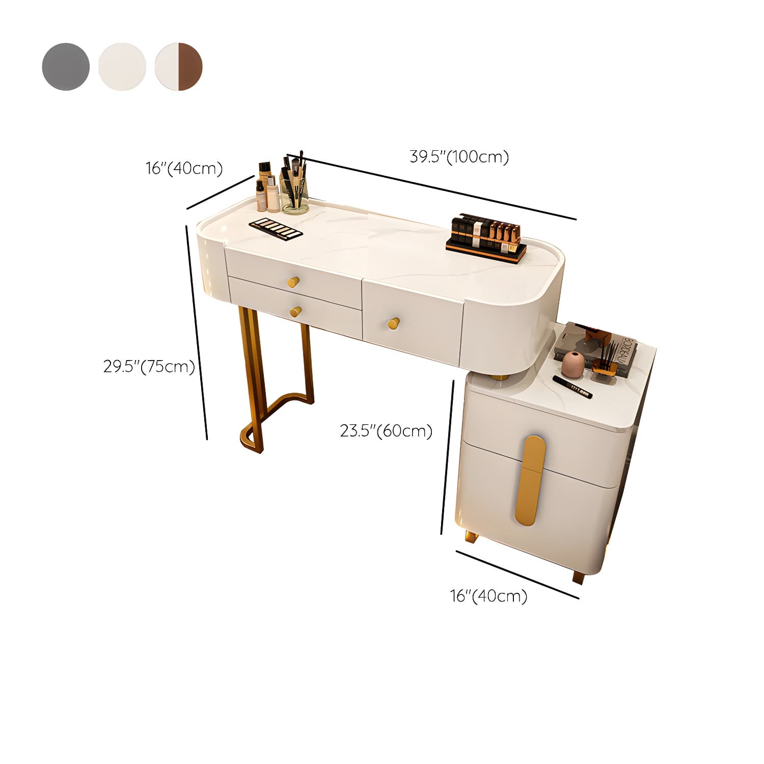 Modern Solid Wood Makeup Vanity Desk Bedroom Vanity Dressing Table Set thumbnail 17