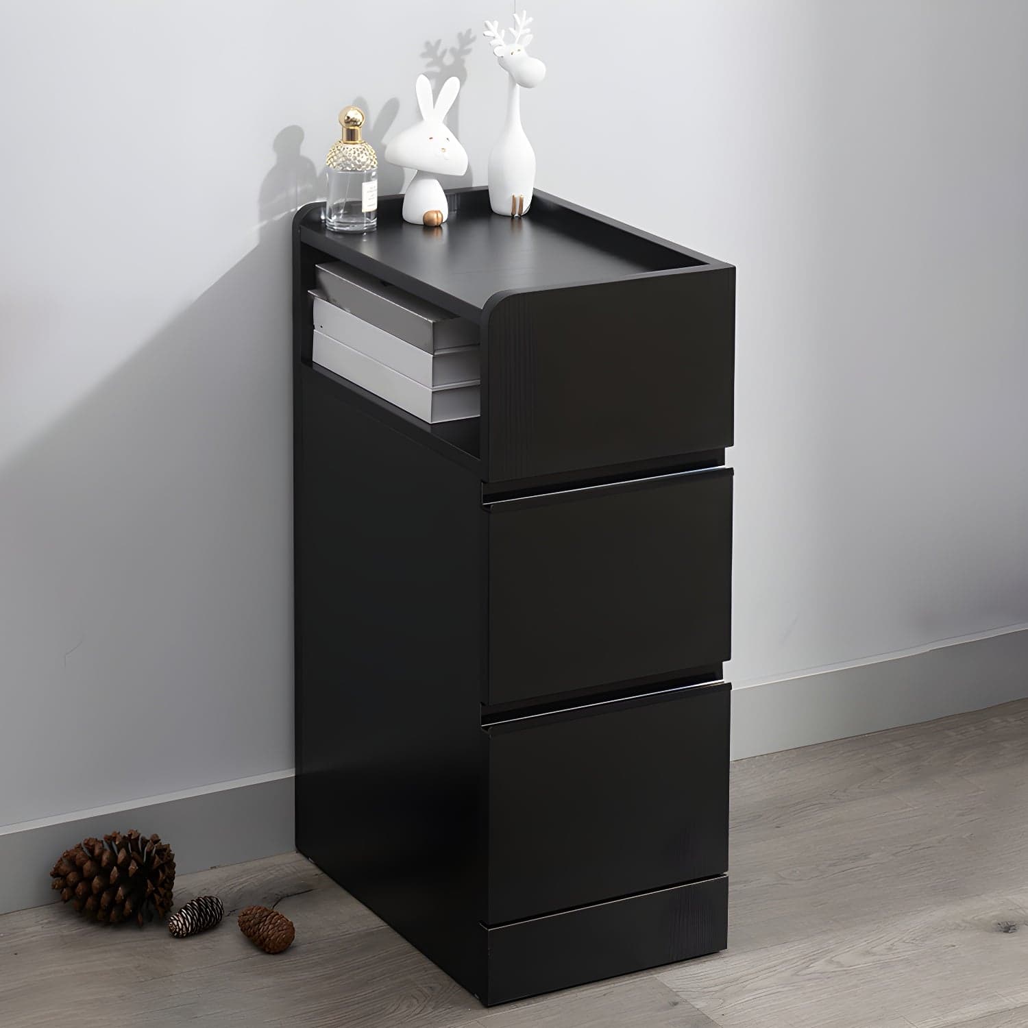 Scandinavian Accent Table Nightstand 25.5" Tall with 2 Drawers thumbnail 1