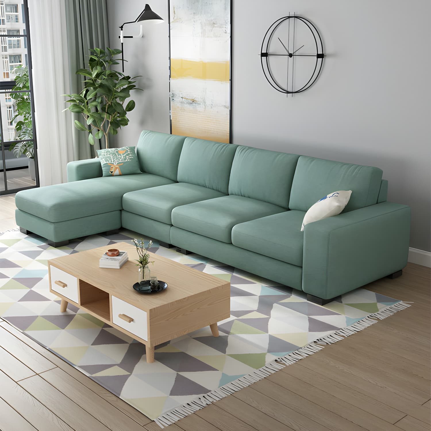 Scandinavian Wood Frame Straight Sofa with Cushion Back and Slipcover in 3 Piece Set thumbnail 19