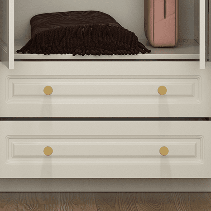 White Minimalist Lumber Wardrobe Closet with Soft Close Drawer, Soft Close Door, Interior Shelves, and Clothing Rod thumbnail 7