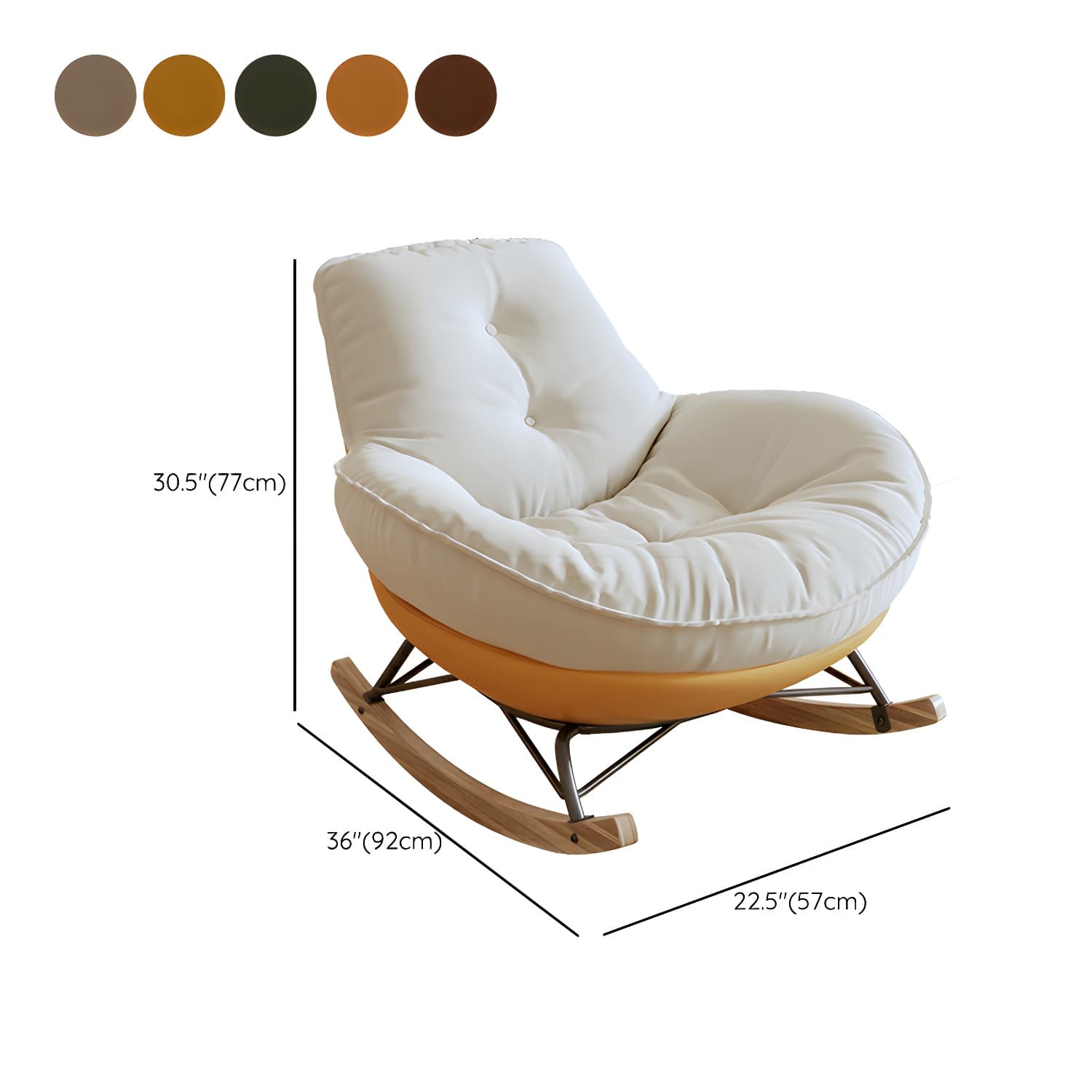 Indoor Contemporary Rocking Chair with Beige Upholstered and Wood Legs thumbnail 21