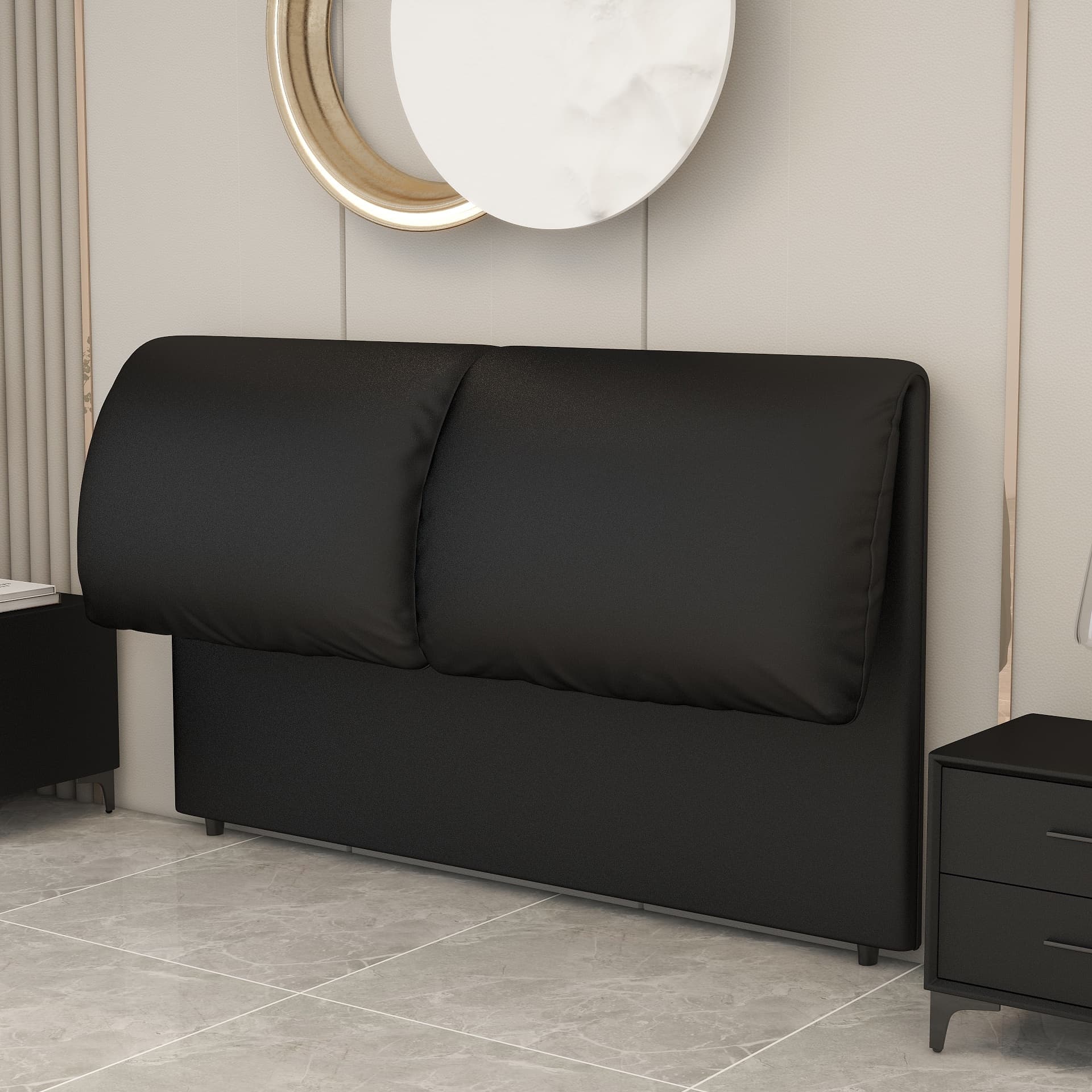 Simple Free-standing Standard King(76"W x 80"L)/Queen(60"W x 80"L)/Full(54"W x 75"L) Panel No Distressing With Legs in Wood/ Upholstery and Sponge thumbnail 1