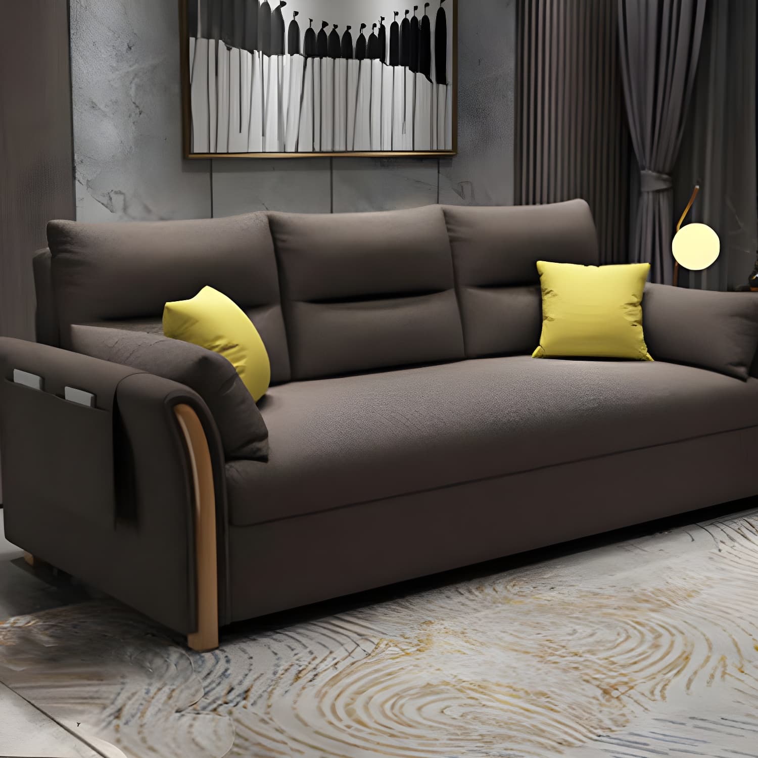 Fabric Sofa Bed Settee Furniture Flared Arm Latex Filled Sofa