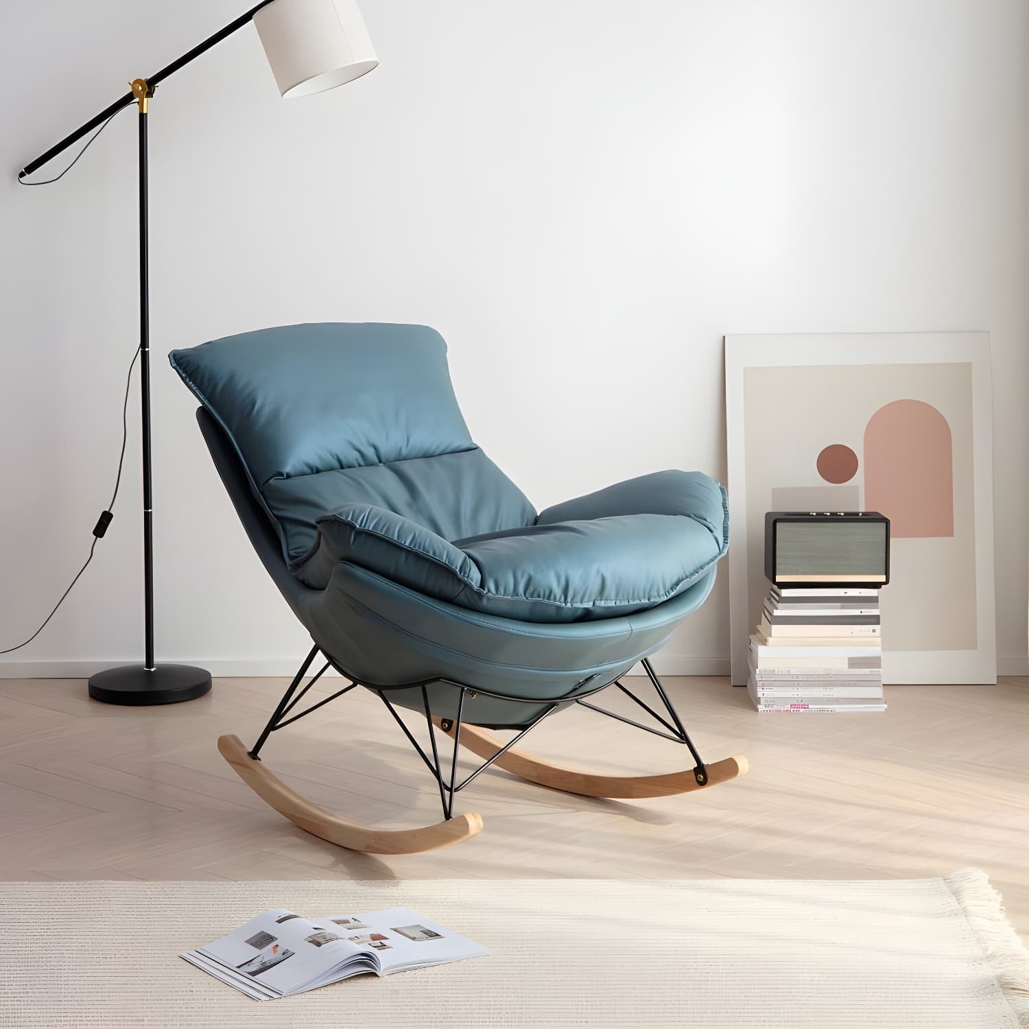 Contemporary Style Nursery Sofa Rocking Chair Indoor Rocking Chair with Ottoman thumbnail 8