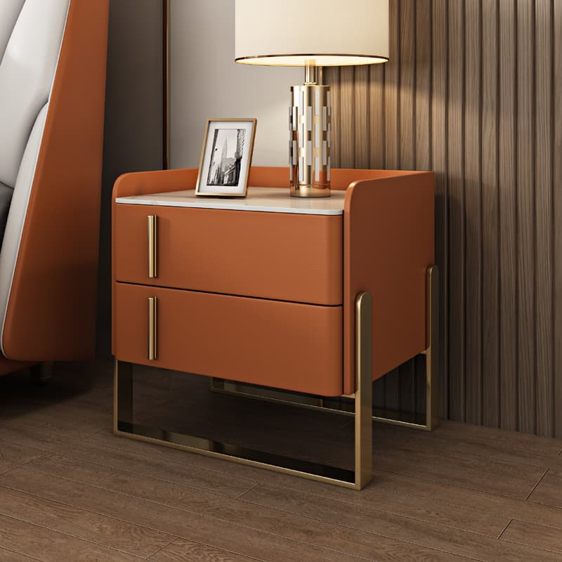 Nightstand With Drawer Organization with Leg, 2 Drawers and Stone Counter Top in a Casual Style thumbnail 9