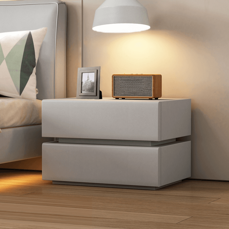 Art Deco Style Bedside Cabinet Nightstand with 2 Drawers and Pine Countertop thumbnail 5
