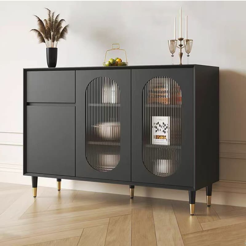 Wood Glam Sideboard Credenza with Glass Doors and Drawers, 40cm Overall Width, 85cm Overall Height thumbnail 10
