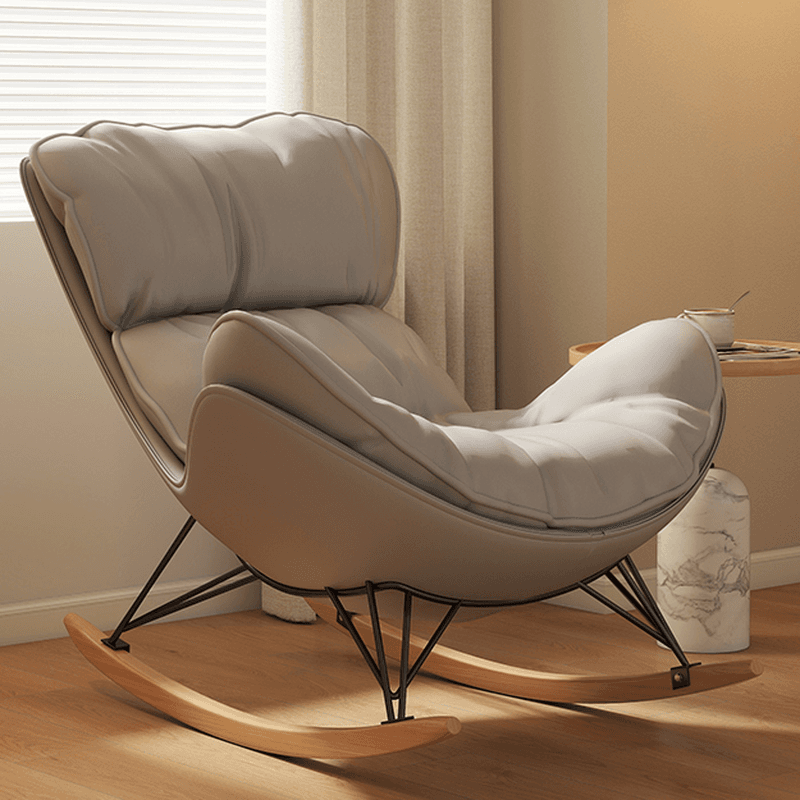 Simple Upholstered 2 Piece Set Porch Rocker with Scratch-tolerant Padded Ottoman - image 2