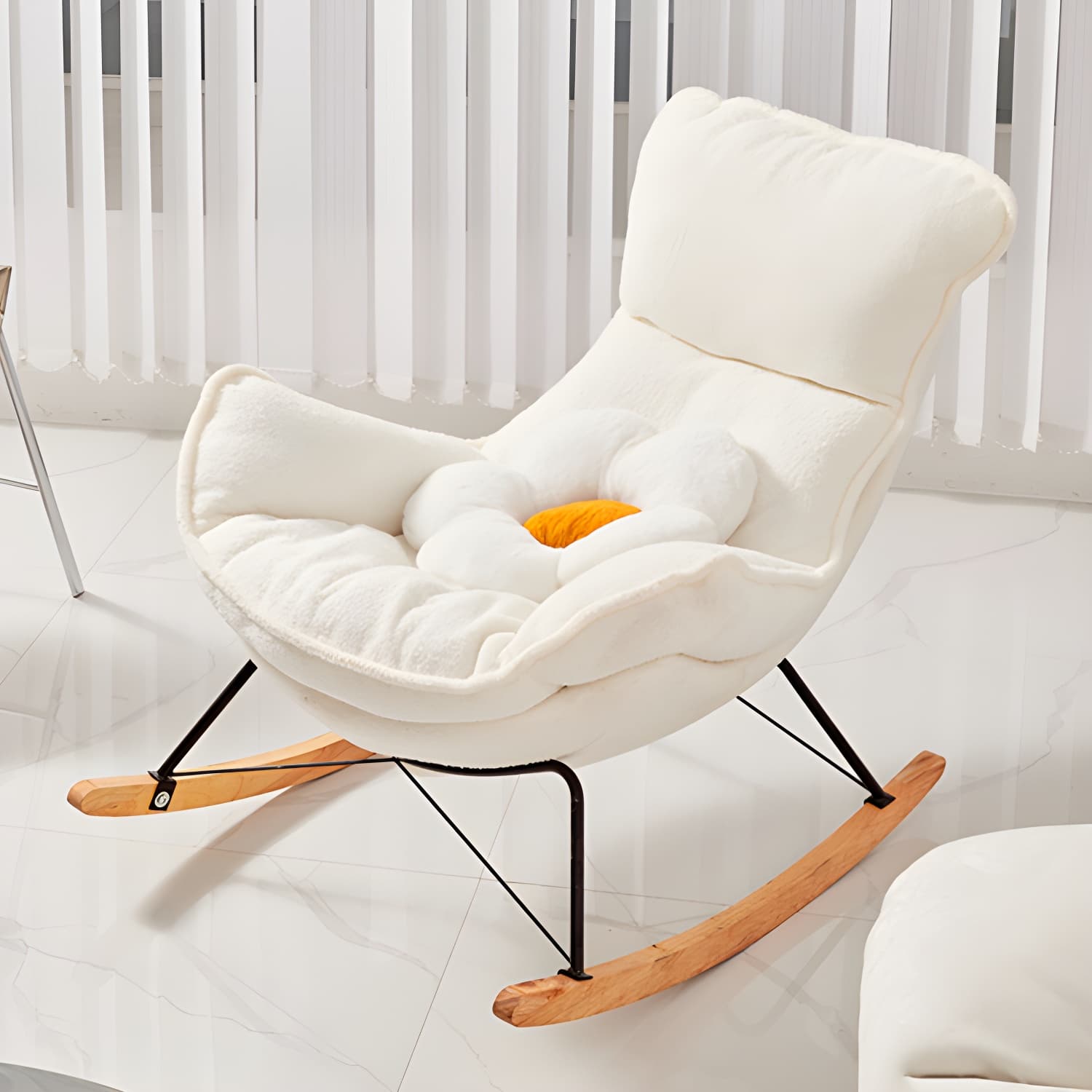 Modern Leather Rocking Chair Removable Cushions Rocker Chair for Drawing Room thumbnail 12