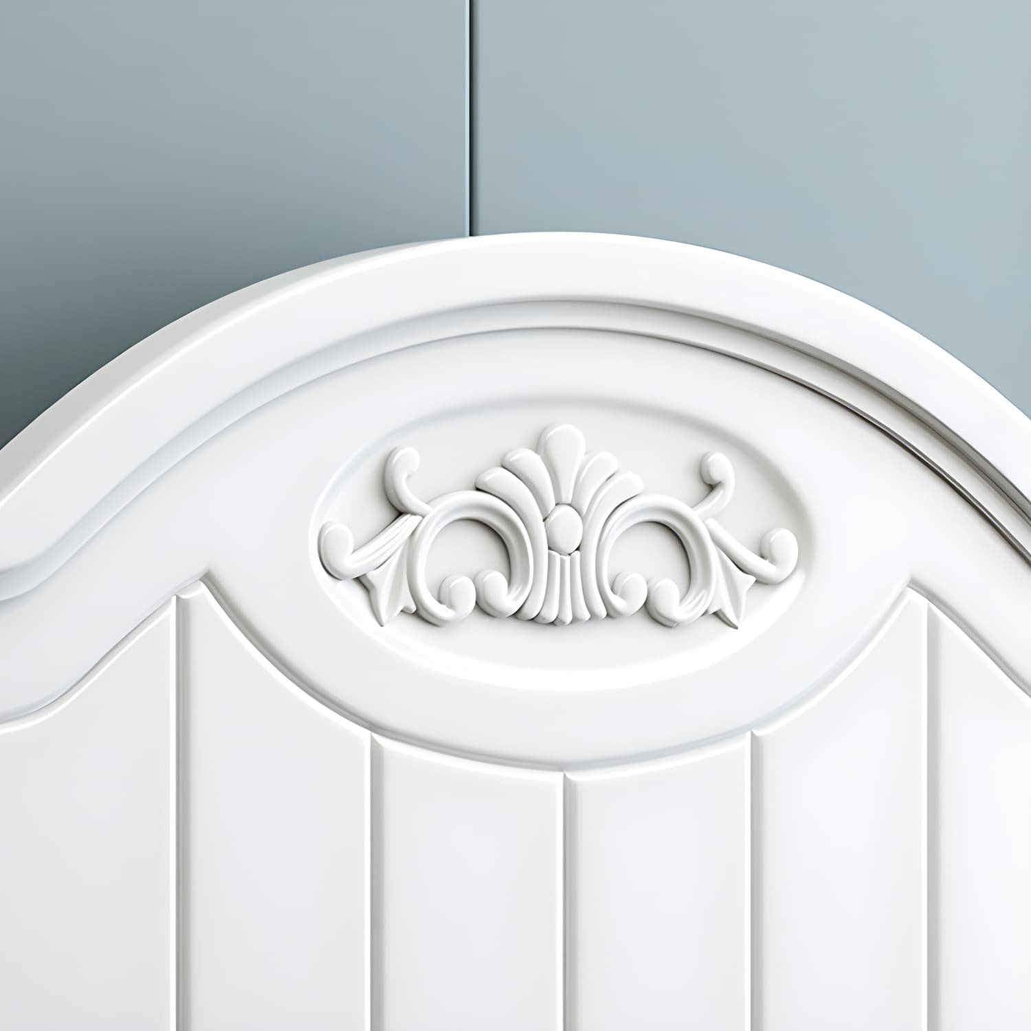 French Country Bed 83.46" Long Bed with Arched Headboard in White thumbnail 7