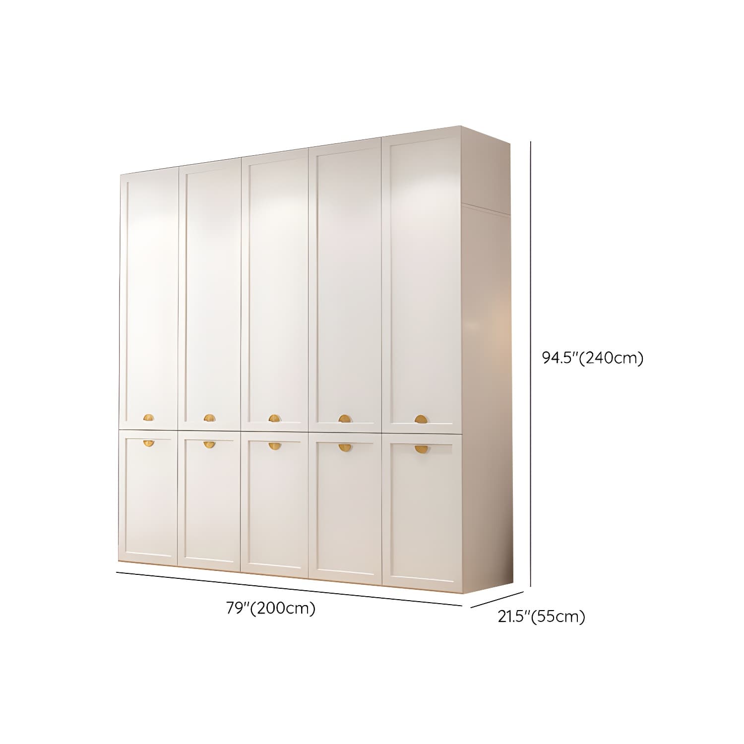 Modern Solid Color Shelves Hinged Doors Cloth Rod Included Cabinet in Beige thumbnail 31