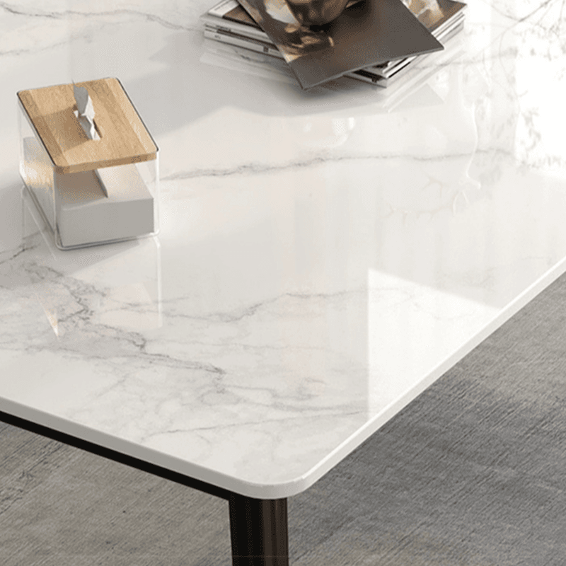 Dining Table Set with Rectangular Slate Top, 4 Legs, Padded Chair, and Back thumbnail 7