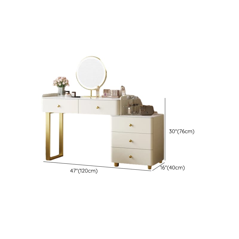 Glamorous Flooring Push-Pull 2-in-1 Stone Top Makeup Vanity for Sleeping Room with Tabletop Storage thumbnail 12