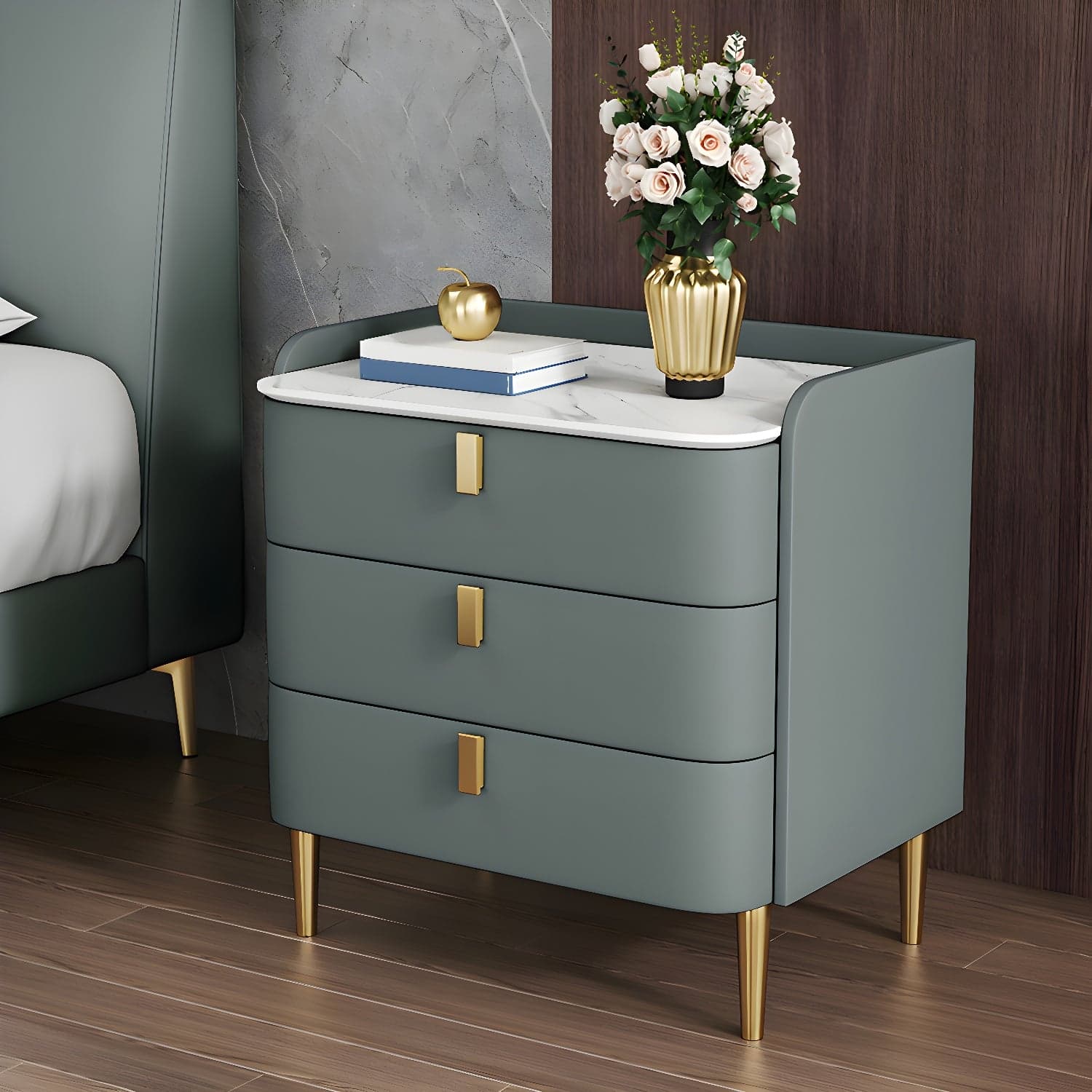 Contemporary Drawer Storage Bed Nightstand Wooden Night Table for Bedroom thumbnail 8