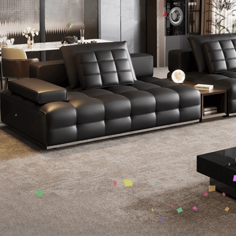 Versatile Black Sofa, Straight/L-Shape, 7-Seater, Horizontal/Right Hand Facing Orientation thumbnail 1