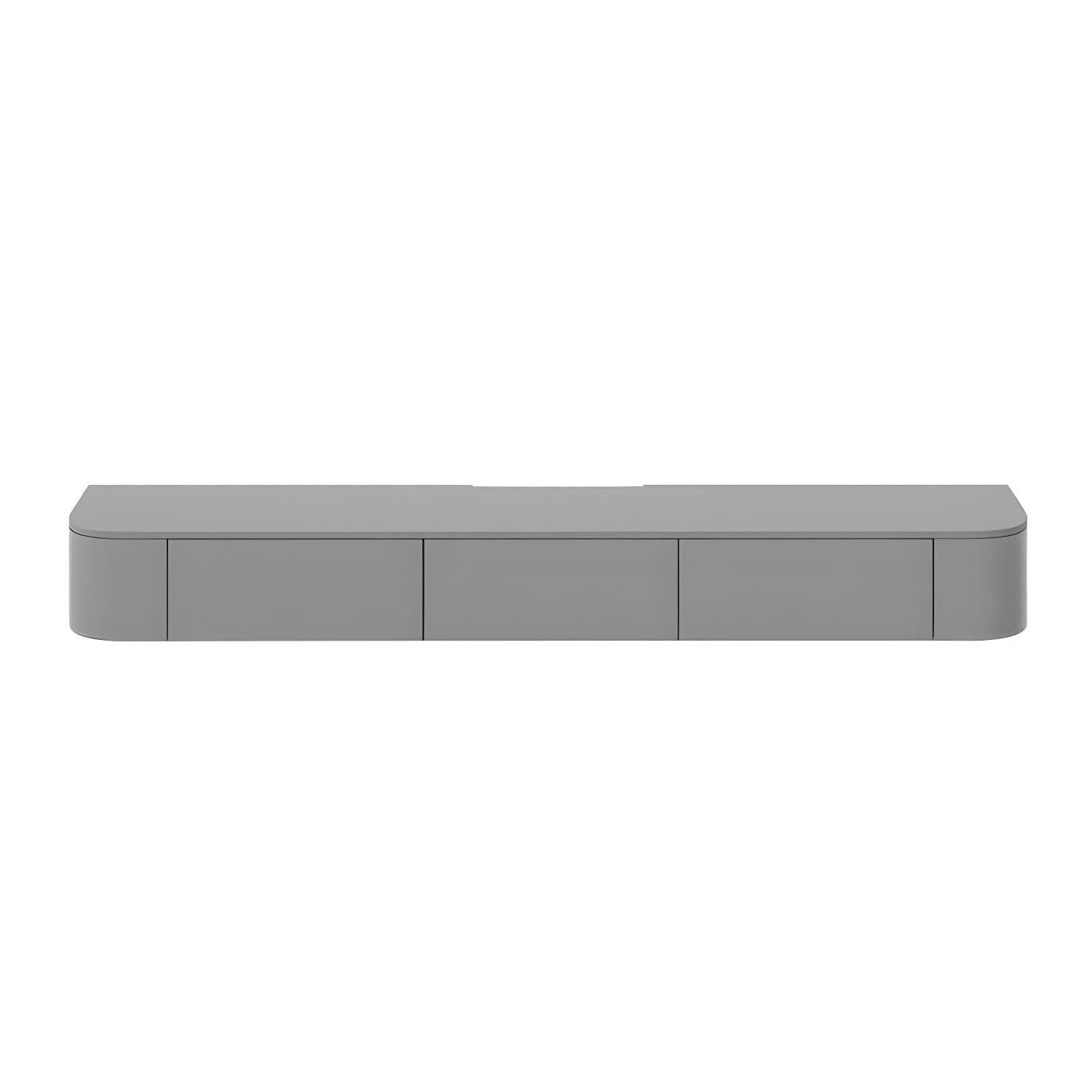 Elegant Rubberwood TV Stand with Floating Mount, Cable Management, and Soft Close Drawers