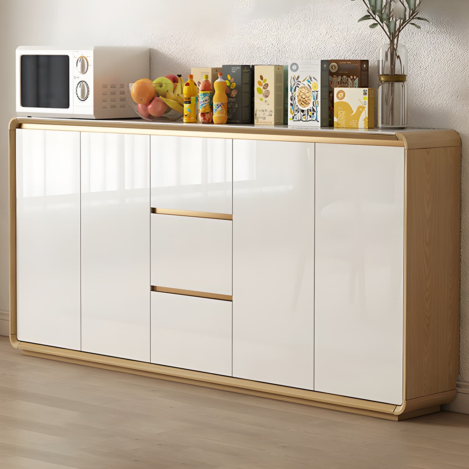 Contemporary Style Adjustable Shelving Wood Sideboard Cabinet with Cabinets and Drawers thumbnail 3