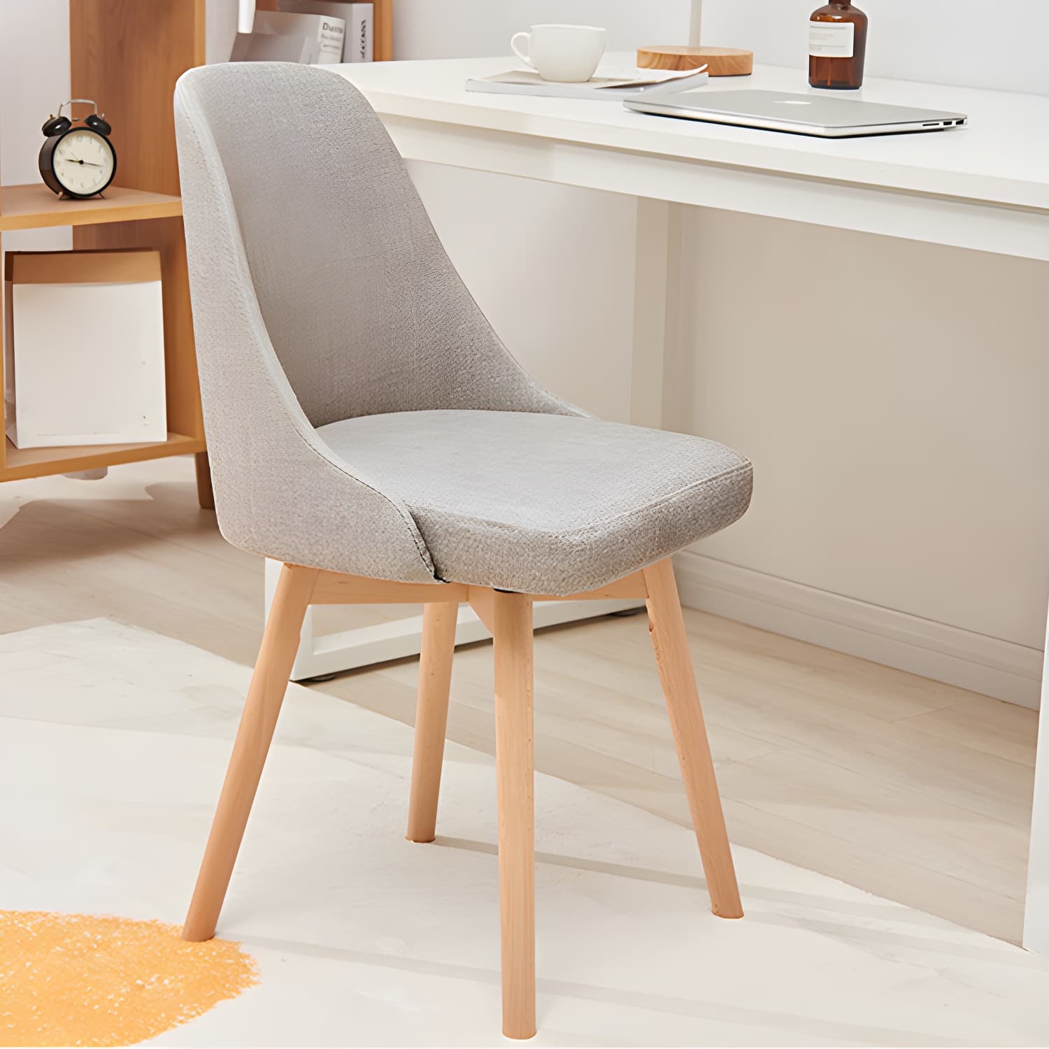 Upholstered Armless Dining Chairs Scandinavian Side Dining Chairs with Wood Legs thumbnail 12
