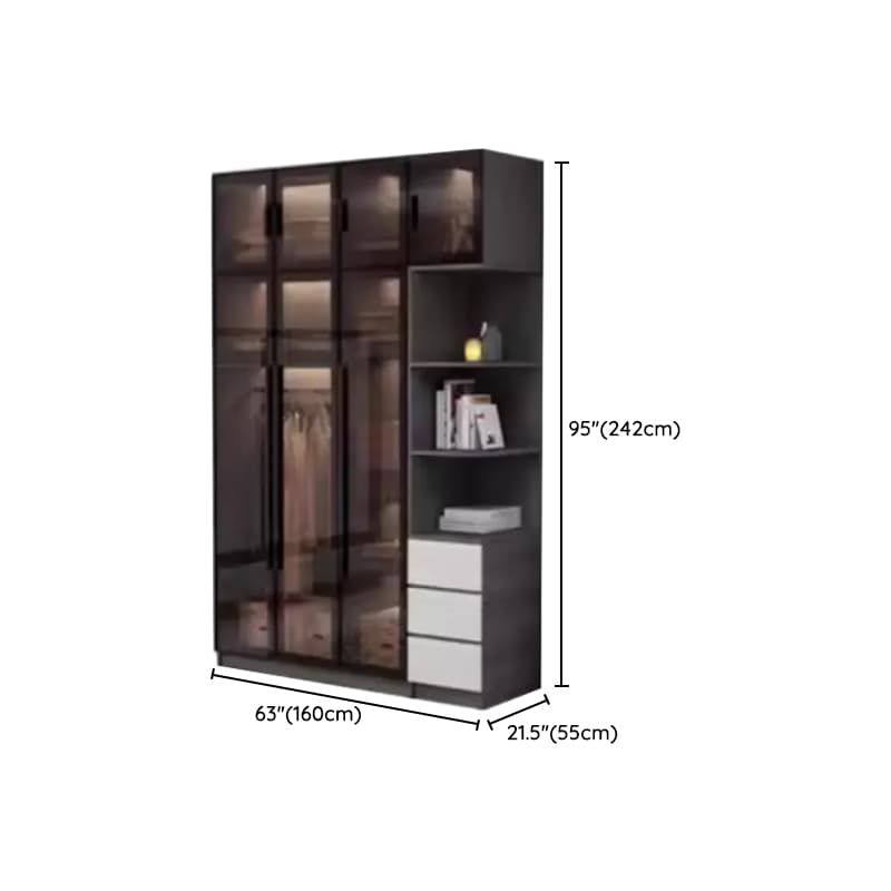 Charcoal Modish Timber Self-supporting Cabinet Armoire with Soft Close Drawer and Door, Hanging Rod thumbnail 26