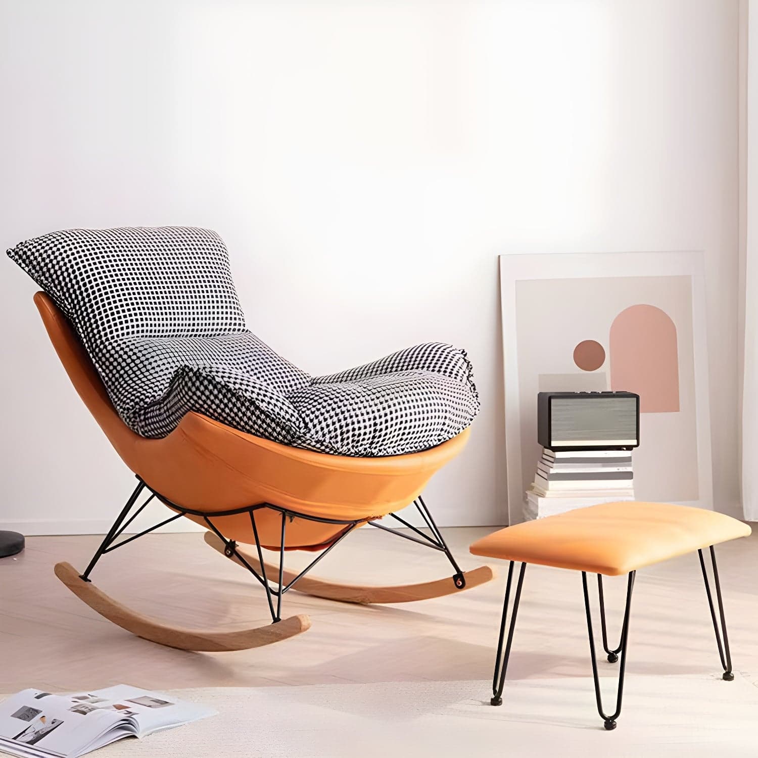 Modern Single Lazy Rocking Chair Indoor Sofa Rocking Chair with Cushion thumbnail 10