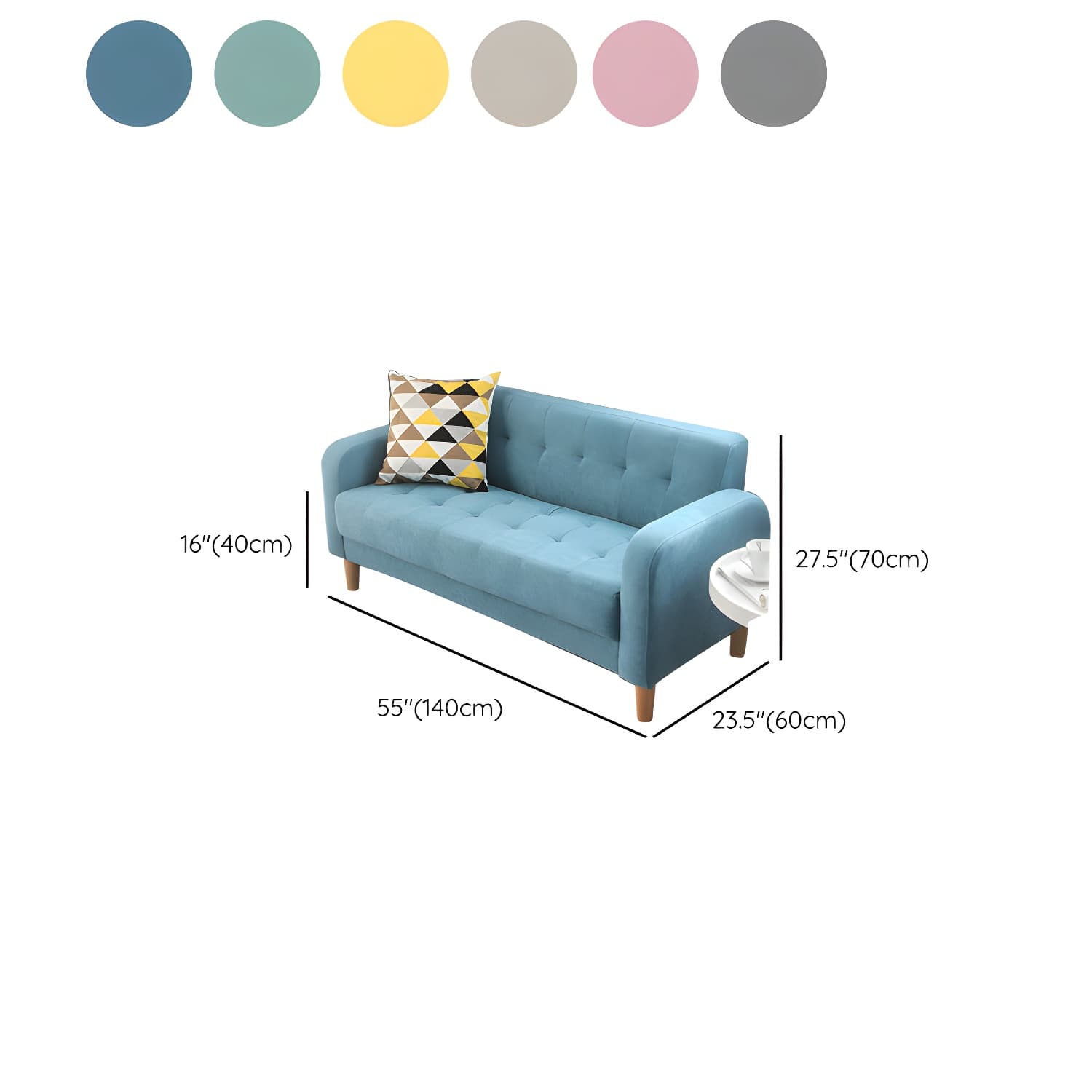 Tufted Fabric Sofa with Four Wooden Legs Square Tufted Sofa for Bonus Room thumbnail 24