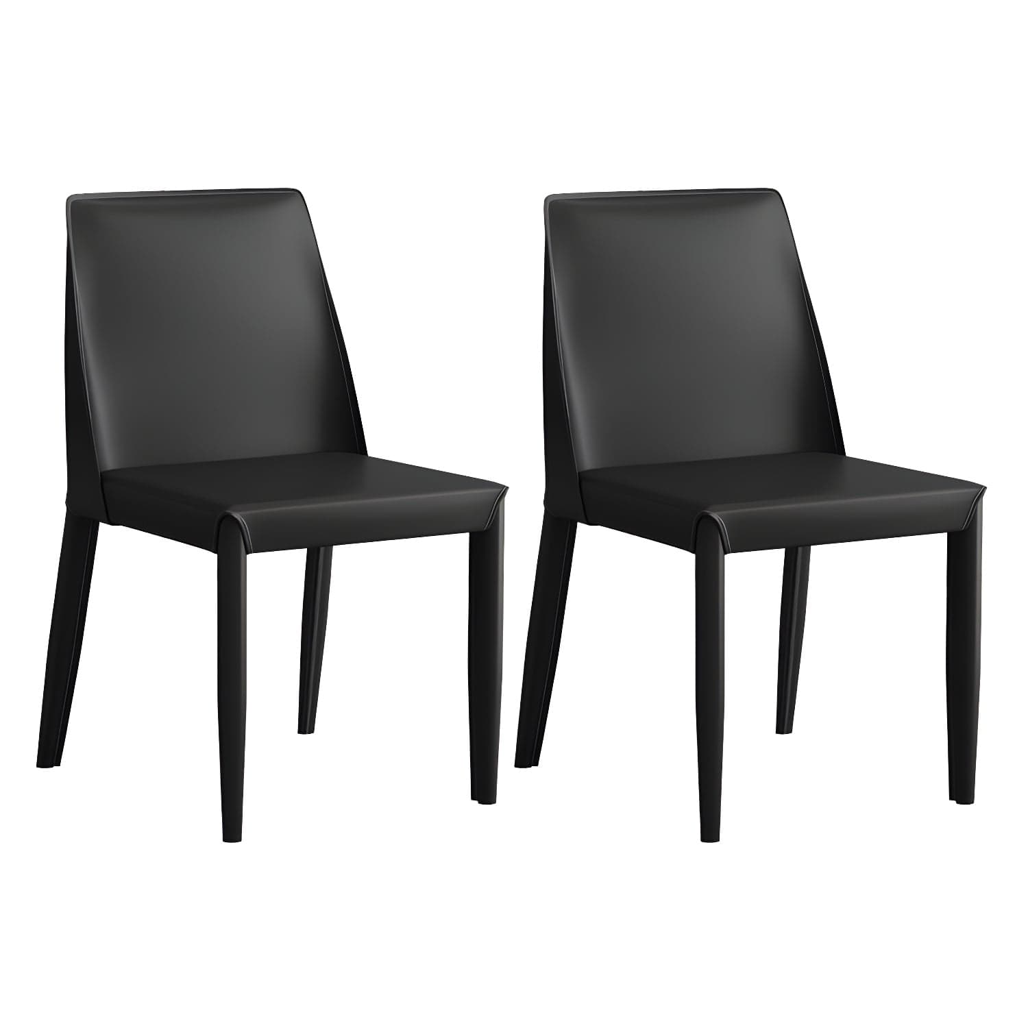 Modern Leather Dining Chair Parsons Furniture with Steel Legs in Matte Finish for Home thumbnail 1