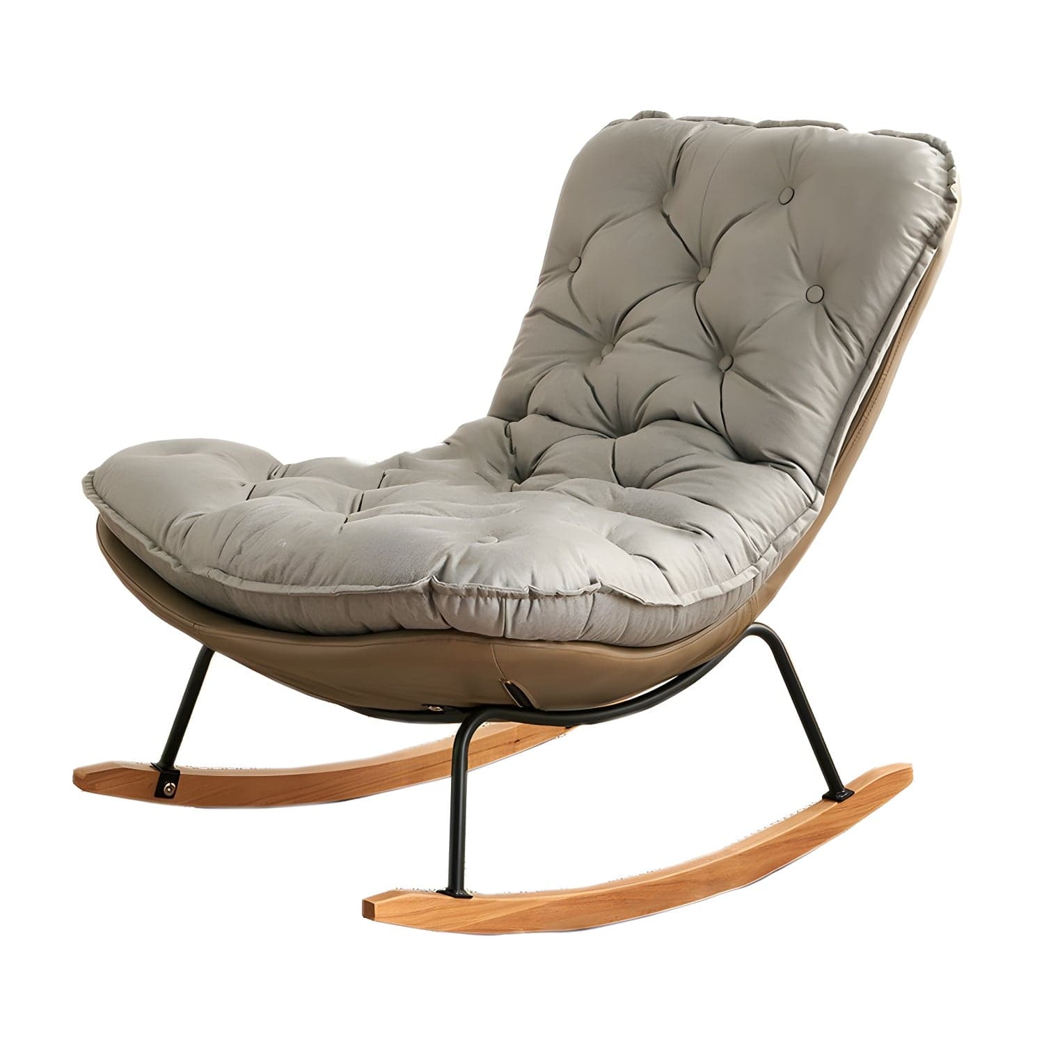 Stylish Modern Metal Rocking Chair with Tufted Upholstery and Stain-Resistant, Removable Cushions thumbnail 3