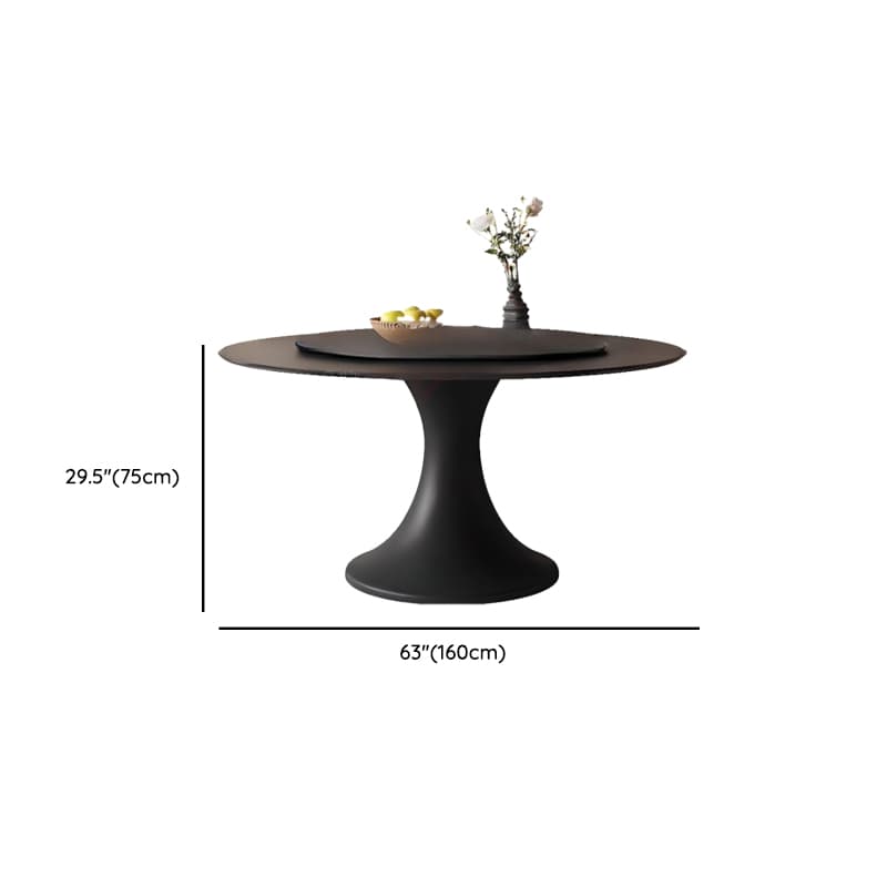 Circular Slate Dining Table Set with Stump Base, Back Seats for 6 or 4, in Espresso thumbnail 8