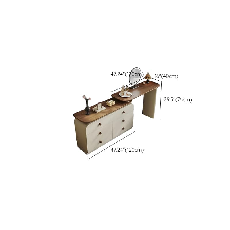 Modish Large Vanity Set/Makeup Vanity with Laminate Table Top, White Finish, 3 Drawers, Mirror Lights, and Scalable Design thumbnail 21