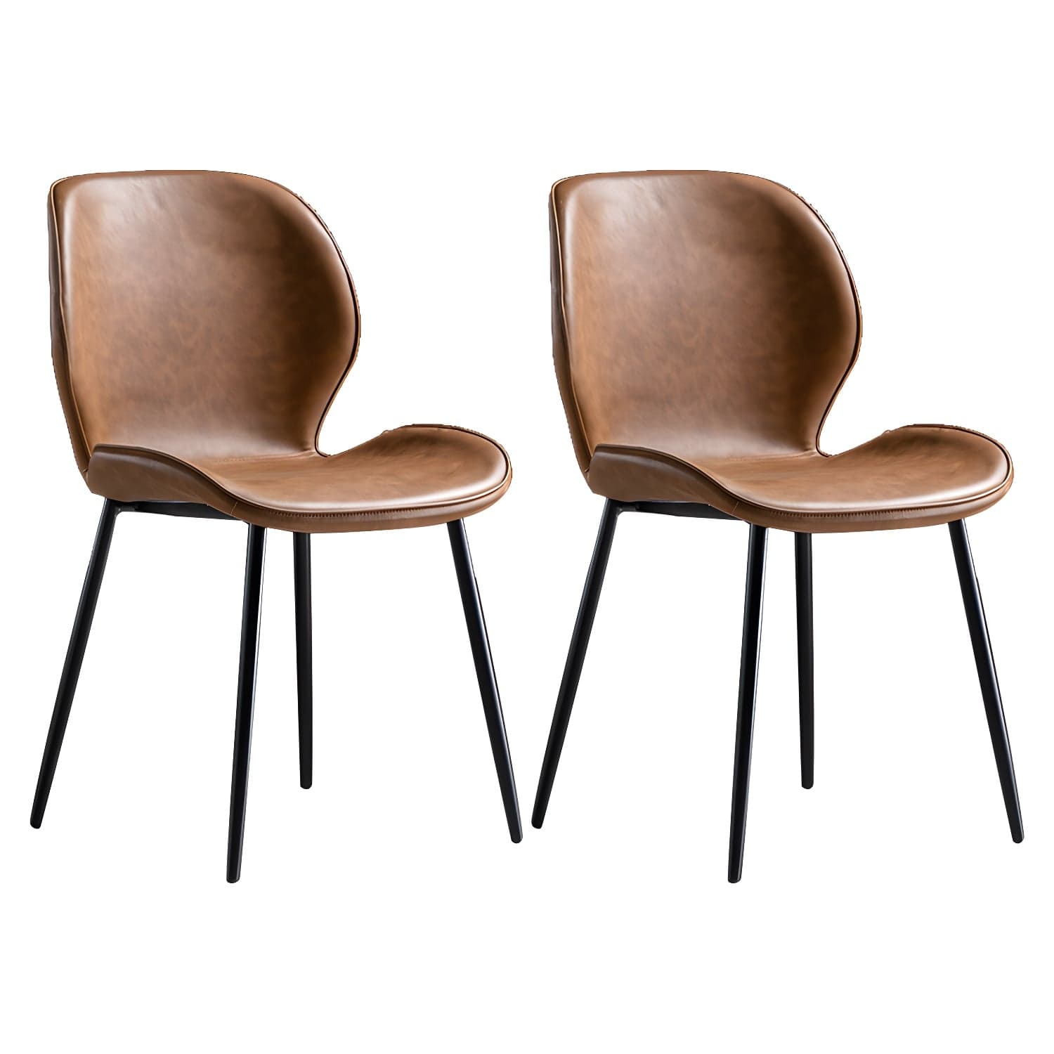 Scandinavian Leather Home Side Chair Matte Finish Wingback Dining Chair (Set of 2) thumbnail 3