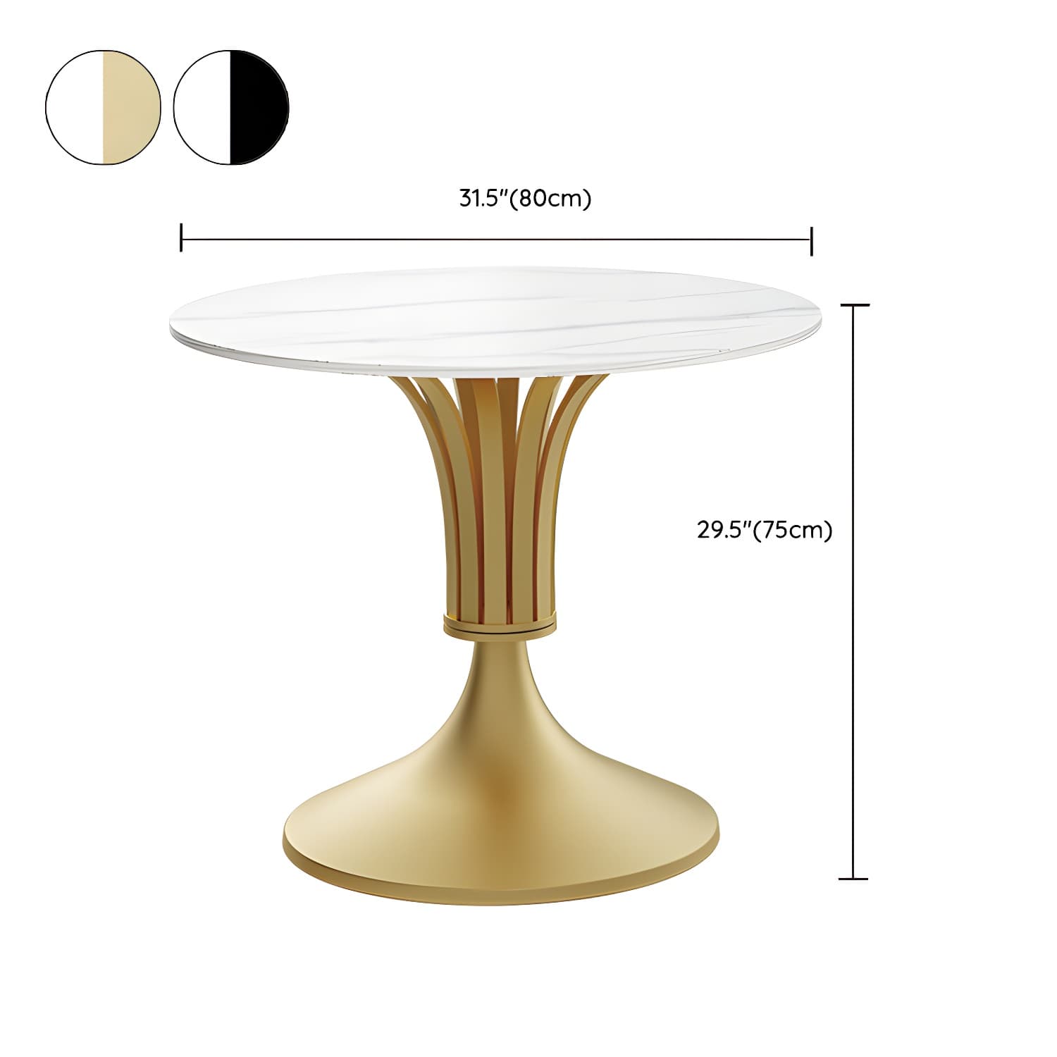 Metal Glam Dining Set with Padded Chairs 1/2/3/5 Pcs White Stone Dining Table Set thumbnail 11
