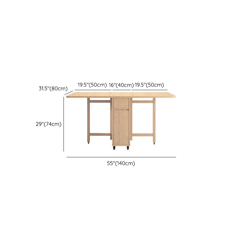 Scandinavian Wood Drop Leaf Dining Table with Storage and Expandable Design thumbnail 18