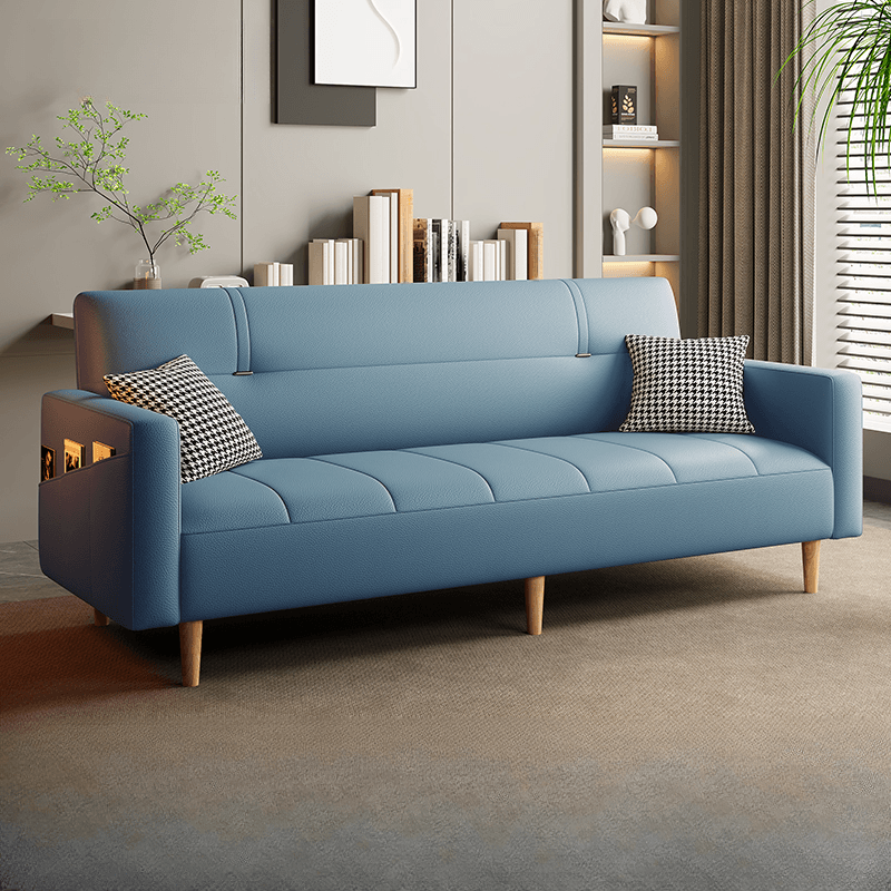Synthetic Leather Convertible Sofa in Grey/Light Blue/Light Green with Arm thumbnail 10
