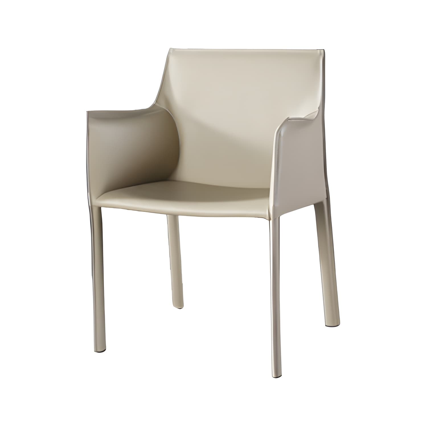 Designer Style Home Saddle Leather Arm Chair Matte Finish Solid Back Single Dining Chair thumbnail 11
