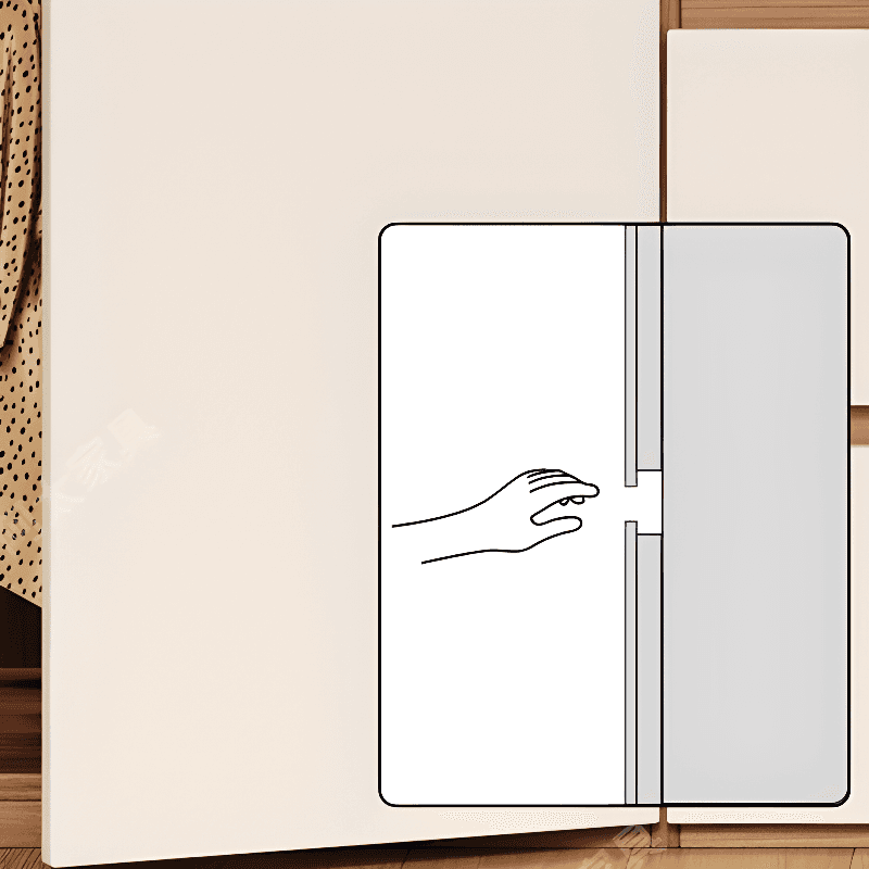 White Minimalist Manufactured Wood Wardrobe Closet with 3-Drawer, Soft Close Door, Interior Shelves, and Clothing Rod thumbnail 4