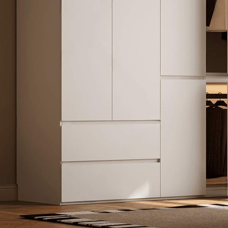 Chalk Modern Natural Wood Standalone Almirah with Soft Close Drawer, Interior Shelves, and Hanging Rod thumbnail 6