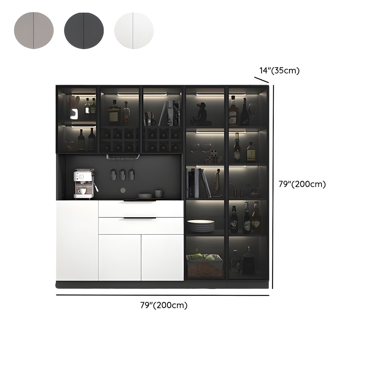 Luxurious Dark Wood Sideboard with Glass Doors and Elegant Stemware Rack thumbnail 20