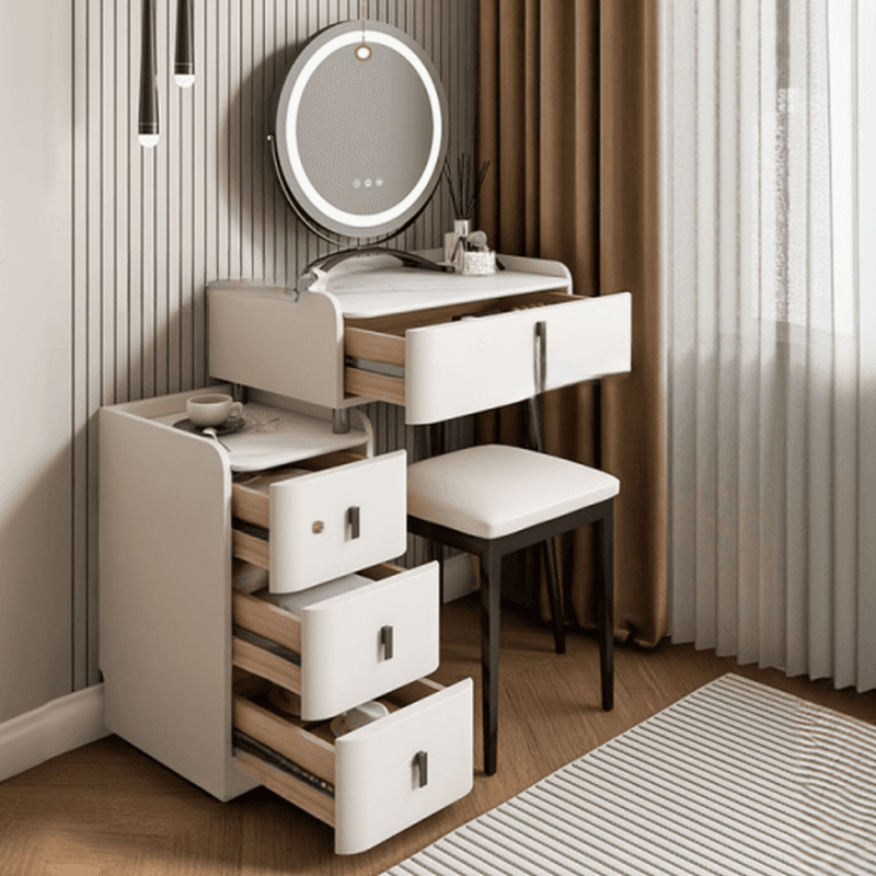 Orange/Gray/Beige Vanity Set with Drawers and Adjustable Brightness Mirror thumbnail 7