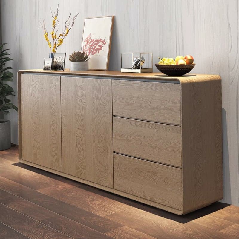 Simplistic 3 Drawers Freestanding Floor Sideboard/Server in Wood with 3 Shelves and Cabinet thumbnail 9