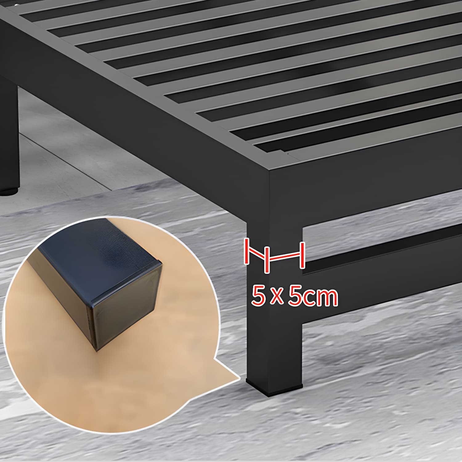 Modern Metal Bed Frame with Legs and Non-Upholstered Solid Color Design thumbnail 8