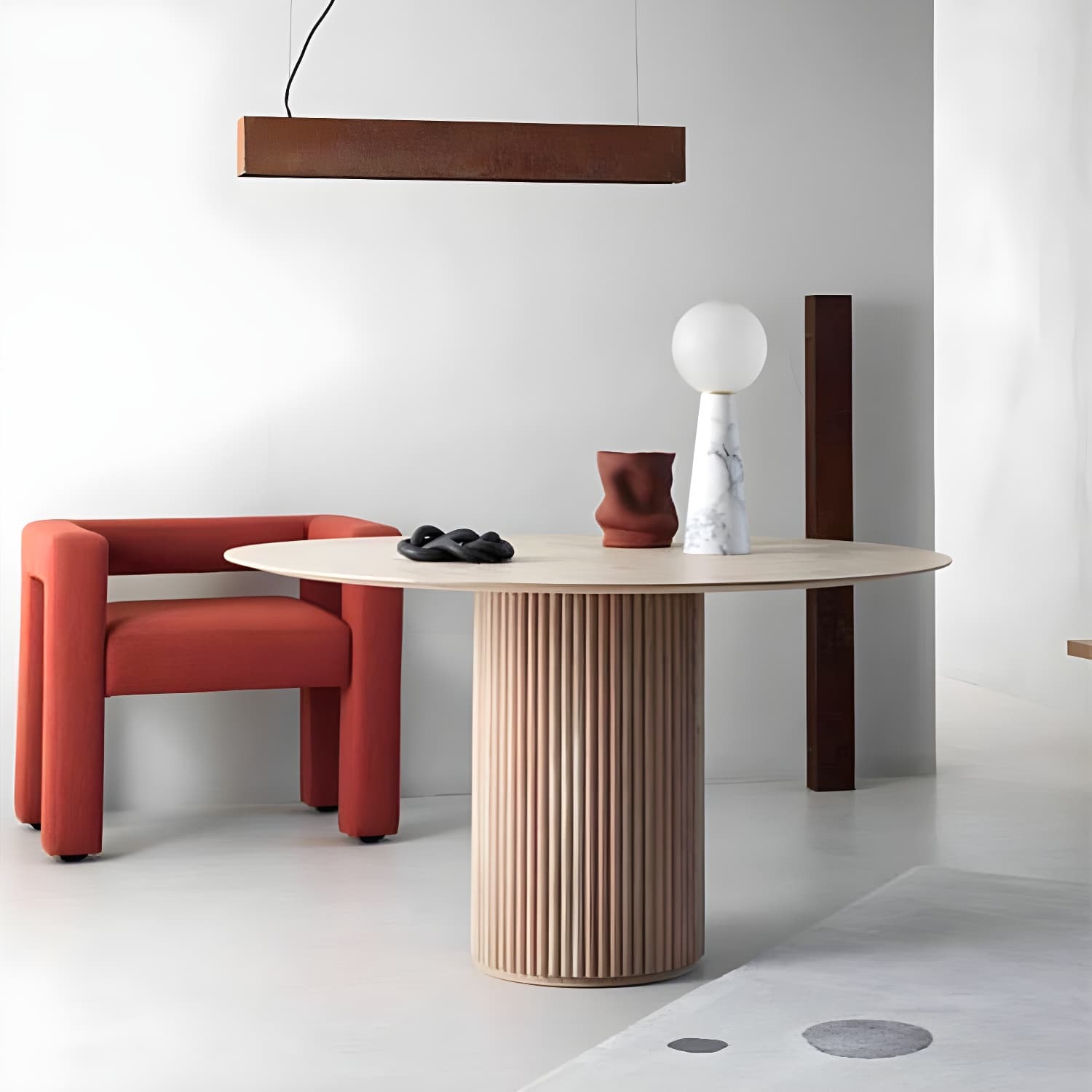 Modern Round Wood Dining Table Home Kitchen Dinner Pedestal Dining Table thumbnail 7