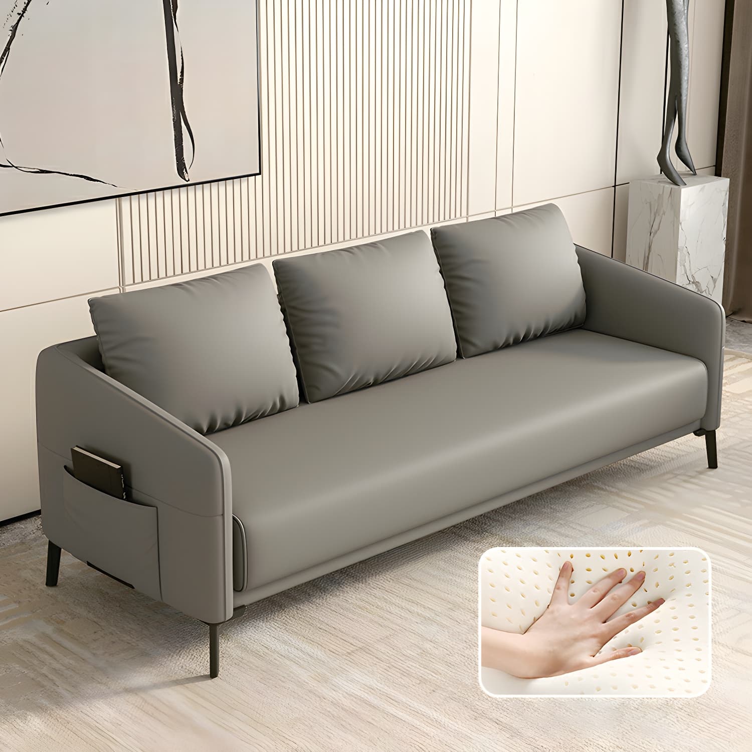 Modern Wood Frame Standard Sofa with Square Arms in Solid Color & Tear Resistant thumbnail 11