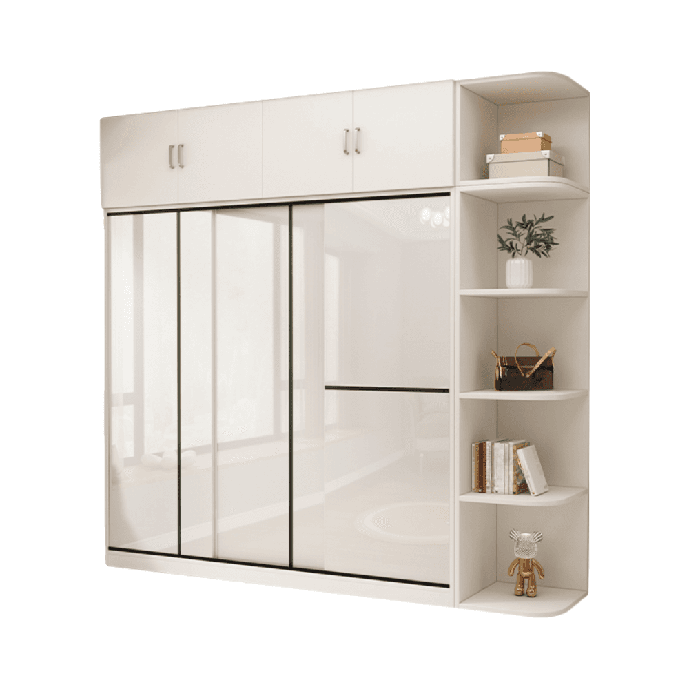 Chalk Modern Timber Self-supporting Wardrobe with Soft Close Door and Clothing Rod, Slipping Mechanism thumbnail 5