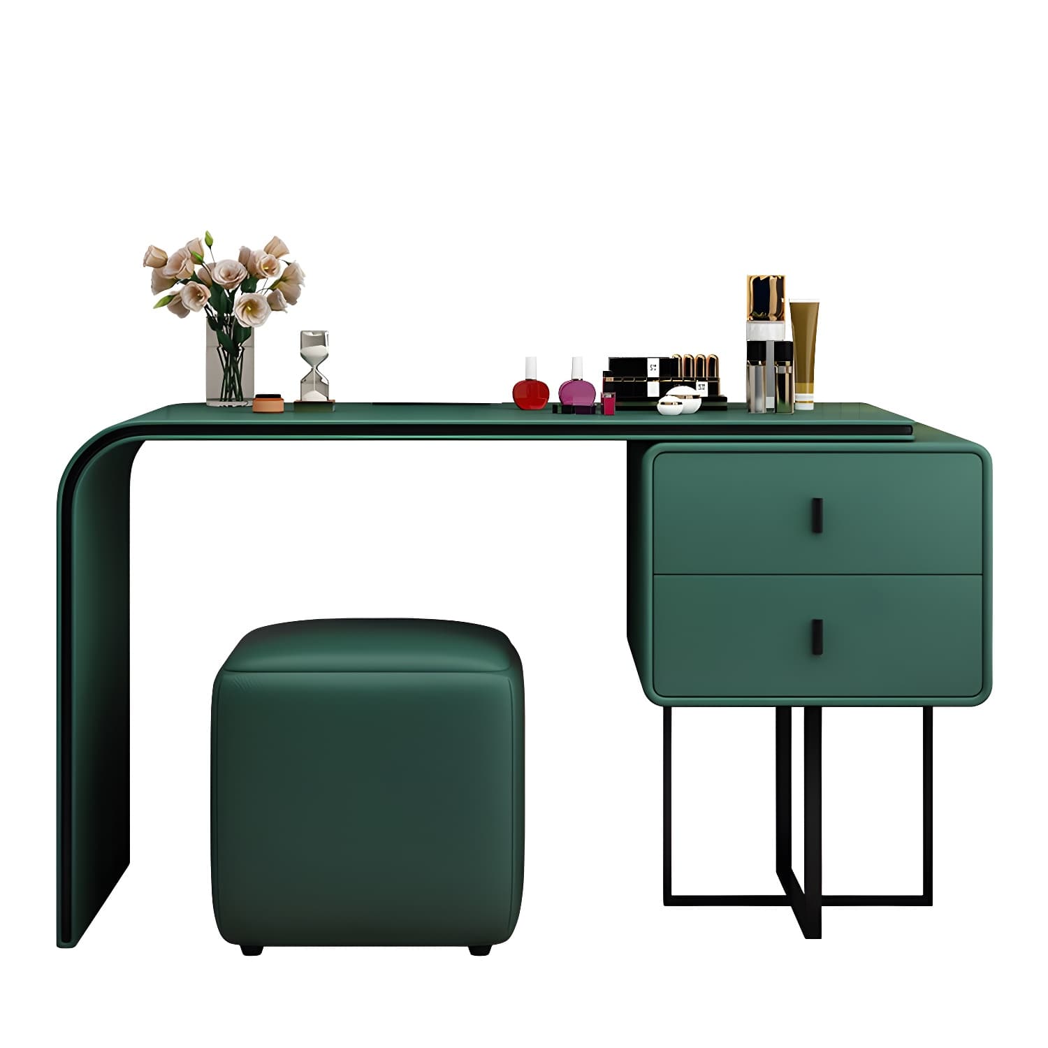 Glam Style 2-Drawer Solid Color Dressing Table Mirror Make-up Vanity thumbnail 14