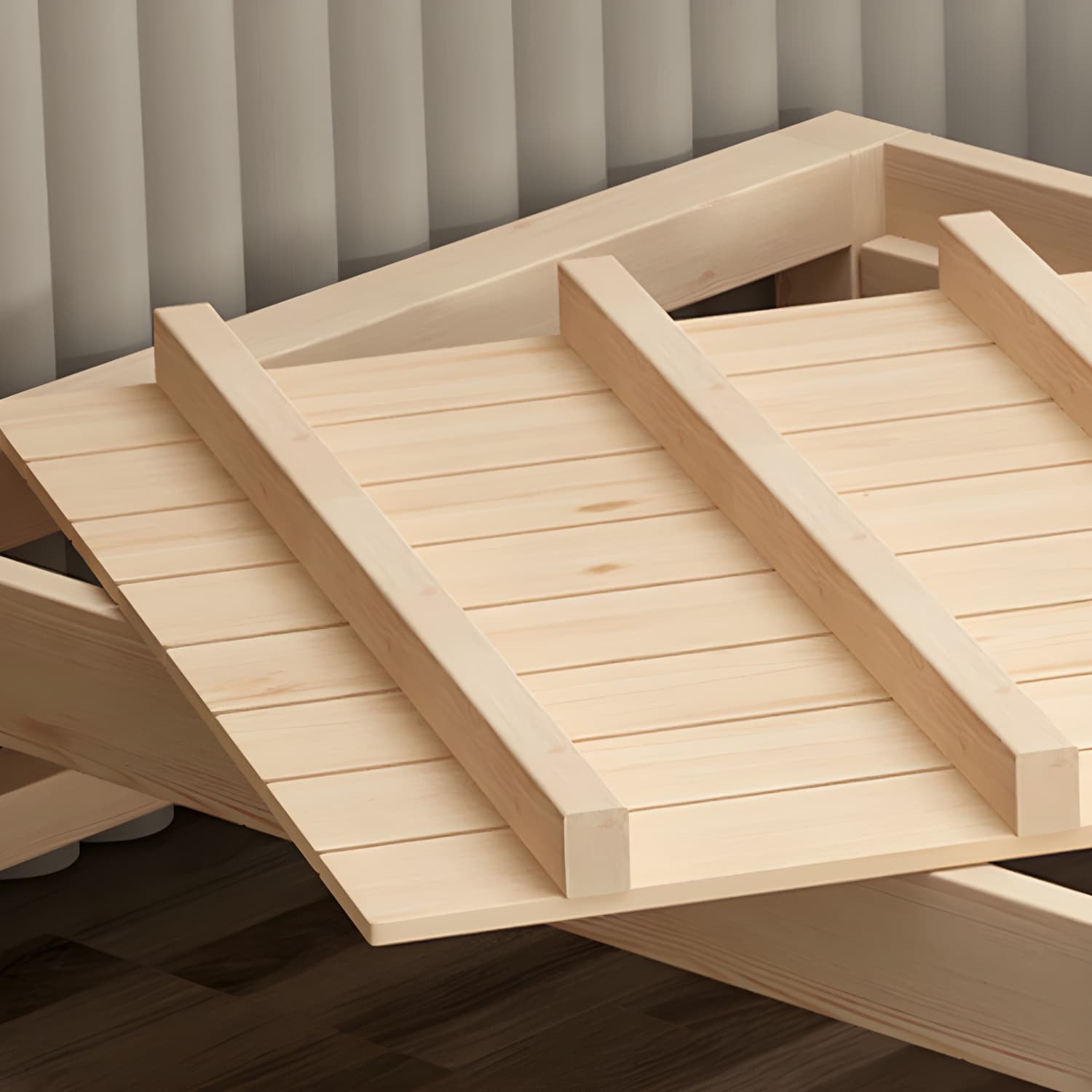 Solid Wood Modern Platform Bed Natural without Headboard and Storage Space thumbnail 7