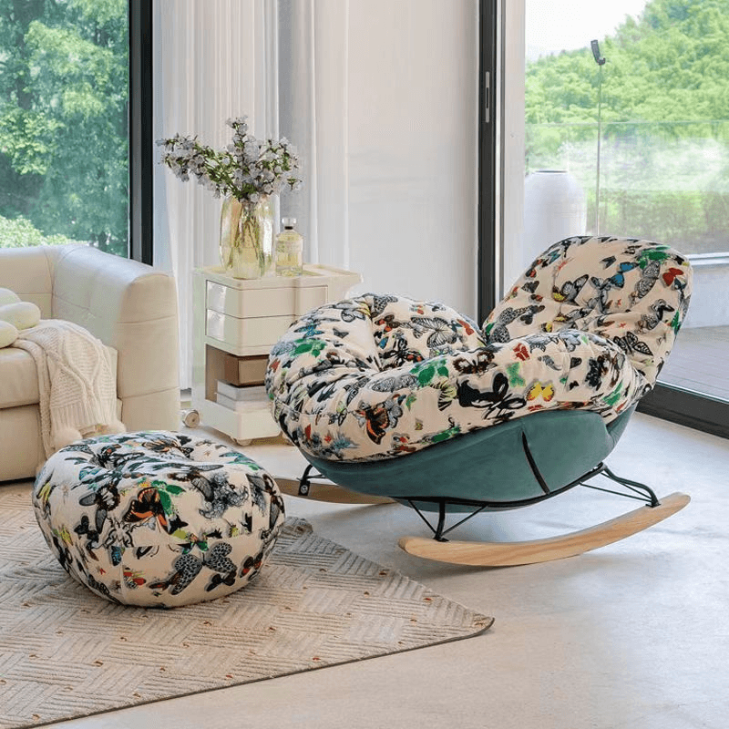 Modern Scratch-tolerant Upholstered Rocking Chair with Padded Comfort thumbnail 13