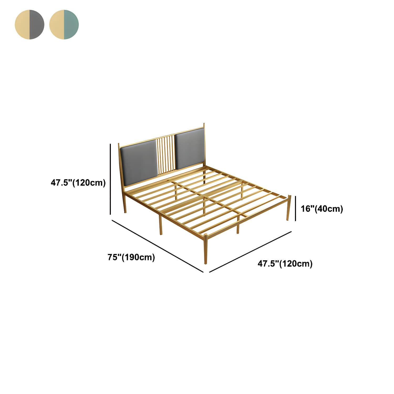 Golden Metal Bed Frame Set Glam 47.24" H Wire-Grid Open-Frame Bed with Headboard thumbnail 11